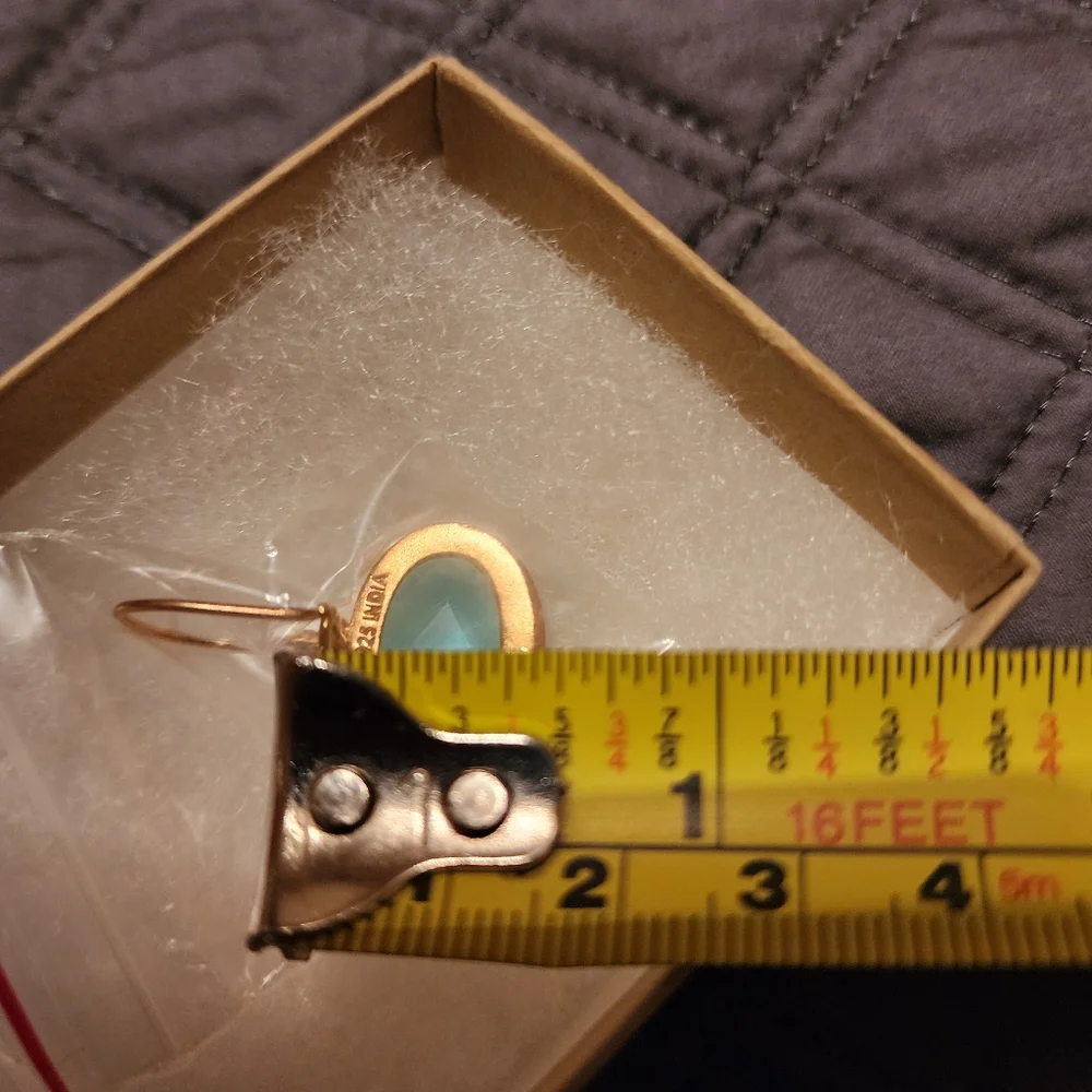 PRICE DROP NIKKI BAKER-GIOIELLI BLUE TOPAZ ROSE GOLD EARRINGS NIB - Picture 5 of 6